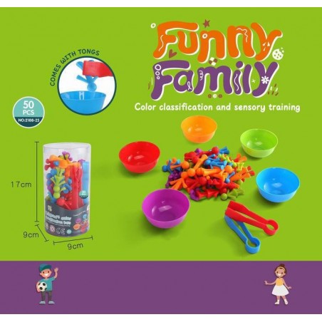 Set interactiv figurine pentru copii, 47 piese, penseta, plastic, multicolor