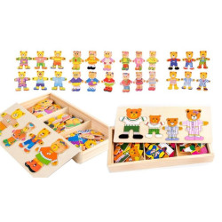 Puzzle teddy bear pentru copii, 72 piese, lemn, multicolor