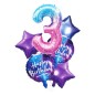 Set petrecere Happy Birthday, balon cifra 3 cu inaltimea de 100 cm, material folie