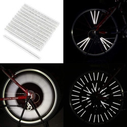 Ornamente reflectorizante pentru spite bicicleta, inaltime 7 cm, albe, set 12 bucati