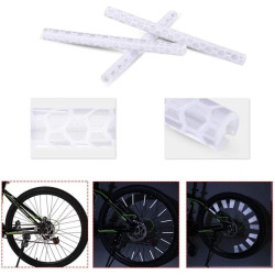 Ornamente reflectorizante pentru spite bicicleta, inaltime 7 cm, albe, set 12 bucati