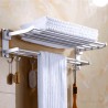 Suport pentru prosoape cu 5 carlige, 2 rafturi, lungime 60 cm, aluminiu, gri