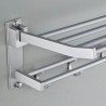 Suport pentru prosoape cu 5 carlige, 2 rafturi, lungime 60 cm, aluminiu, gri