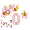 Aranjament 31 baloane, Cifra 0, inaltime 70 cm, roz auriu