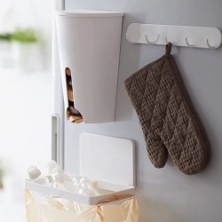 Cuier din plastic pentru perete, 5 carlige, lungime 28 cm, alb