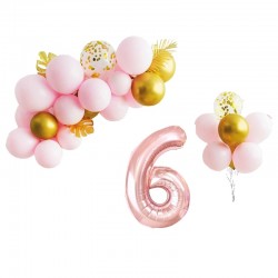 Set 31 baloane, aranjament petrecere aniversara, Cifra 6, 70 cm