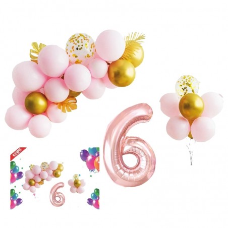 Set 31 baloane, aranjament petrecere aniversara, Cifra 6, 70 cm