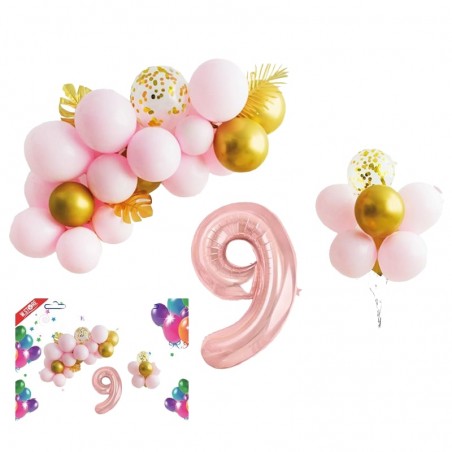 Aranjament baloane, Cifra 9, set 31 piese, dimensiuni diferite