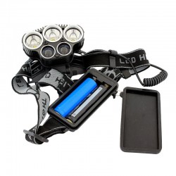 Lanterna de cap frontala LED CREE-XML, reincarcabila USB, 6 moduri iluminare, 5000 lm, IPX4, aluminiu