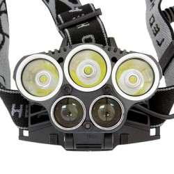 Lanterna de cap frontala LED CREE-XML, reincarcabila USB, 6 moduri iluminare, 5000 lm, IPX4, aluminiu