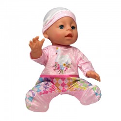 Papusa interactiva, bebelus care bea apa si face pipi, 6 accesorii, biberon, olita, 35 cm