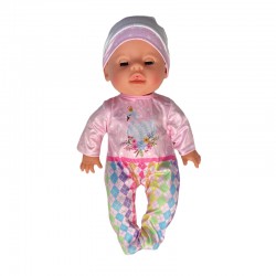 Papusa interactiva, bebelus care bea apa si face pipi, 6 accesorii, biberon, olita, 35 cm