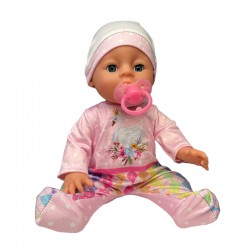 Papusa interactiva, bebelus care bea apa si face pipi, 6 accesorii, biberon, olita, 35 cm