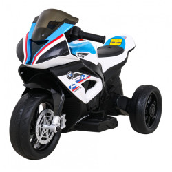 Motocicleta electrica BMW, sport, 12V/4,5Ah, roti plastic, lumina LED, scaun piele, muzica, greutate suportata 30 kg, alb