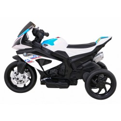Motocicleta electrica BMW, sport, 12V/4,5Ah, roti plastic, lumina LED, scaun piele, muzica, greutate suportata 30 kg, alb