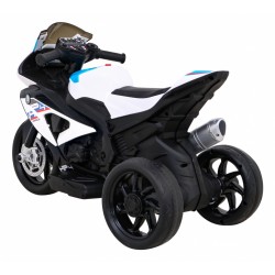 Motocicleta electrica BMW, sport, 12V/4,5Ah, roti plastic, lumina LED, scaun piele, muzica, greutate suportata 30 kg, alb