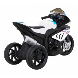 Motocicleta electrica BMW, sport, 12V/4,5Ah, roti plastic, lumina LED, scaun piele, muzica, greutate suportata 30 kg, alb