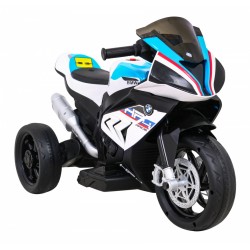 Motocicleta electrica BMW, sport, 12V/4,5Ah, roti plastic, lumina LED, scaun piele, muzica, greutate suportata 30 kg, alb