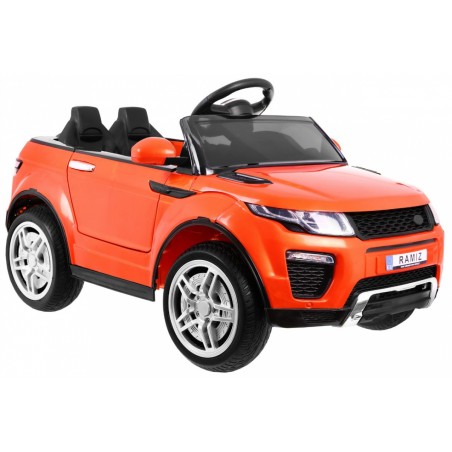 Masinuta electrica Range Rover, 12V, roti spuma EVA, 2 locuri, lumini LED, MP3, AUX, 103x63x58 cm, portocaliu