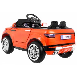 Masinuta electrica Range Rover, 12V, roti spuma EVA, 2 locuri, lumini LED, MP3, AUX, 103x63x58 cm, portocaliu