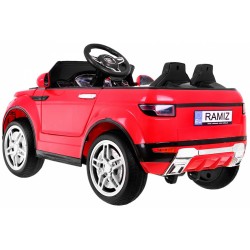 Masinuta electrica Range Rover, 12V, roti spuma EVA, 2 locuri, lumini LED, MP3, AUX, 103x63x58 cm, rosu