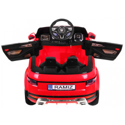Masinuta electrica Range Rover, 12V, roti spuma EVA, 2 locuri, lumini LED, MP3, AUX, 103x63x58 cm, rosu