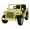Masinuta electrica Jeep militar retro off road, 4x35W, 12V/7Ah, telecomanda, roti EVA, bluetooth, lumini, 110x56x56 cm, galben