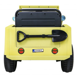 Masinuta electrica Jeep militar retro off road, 4x35W, 12V/7Ah, telecomanda, roti EVA, bluetooth, lumini, 110x56x56 cm, galben