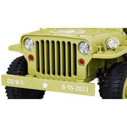 Masinuta electrica Jeep militar retro off road, 4x35W, 12V/7Ah, telecomanda, roti EVA, bluetooth, lumini, 110x56x56 cm, galben