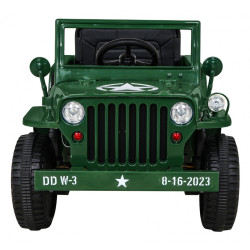 Masinuta electrica Jeep militar retro off road, 4x35W, 12V/7Ah, telecomanda, roti EVA, bluetooth, lumini, 110x56x56 cm, verde