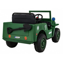 Masinuta electrica Jeep militar retro off road, 4x35W, 12V/7Ah, telecomanda, roti EVA, bluetooth, lumini, 110x56x56 cm, verde