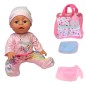Papusa interactiva, bebelus care bea apa si face pipi, 6 accesorii, biberon, olita, 35 cm