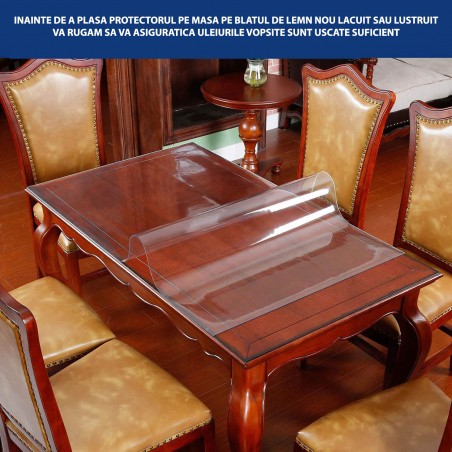 Protectie PVC fata de masa, mobilier, 1.5 mm grosime, 120x90 cm, transparenta clear