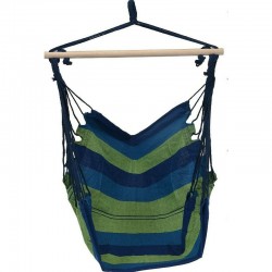 Hamac forma scaun suspendat, o persoana, suport lemn, 80x100 cm, albastru