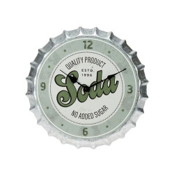 Ceas metalic de perete, dop de sticla, print Soda, diametru 35 cm, analog, baterii