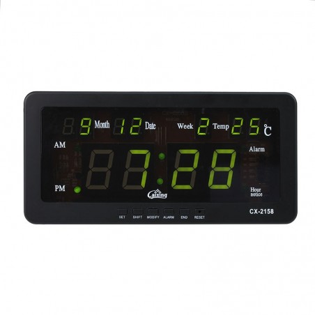Ceas digital LED, afisaj verde 12/24h, data si temperatura, Caixing