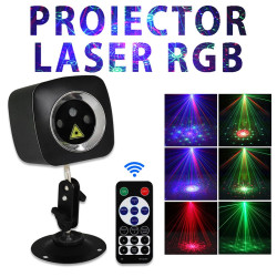 Proiector laser RGB de interior, senzor sunet, 5 moduri, USB, telecomanda