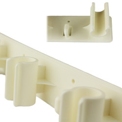 Suport de perete pentru mop, 4 clipsuri, 3 carlige agatare, dimensiune 30 cm
