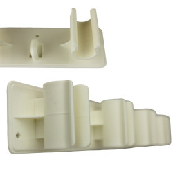 Suport de perete pentru mop, 4 clipsuri, 3 carlige agatare, dimensiune 30 cm