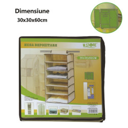 Organizator textil, dulap pliabil 60x30x30 cm, 6 rafturi depozitare