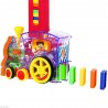 Tren cu domino, 100 piese colorate, distribuite automat de locomotiva, alimentare baterii