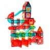 Set magnetic constructii, 145 piese multicolore, tobogan cu bile, jucatori multiplii, cutie depozitare