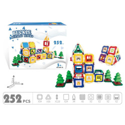 Joc constructie, set 252 blocuri, 4 brazi, autocolante, multiple culori