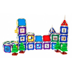 Joc constructie, set 252 blocuri, 4 brazi, autocolante, multiple culori