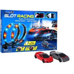 Circuit curse si 2 masini, indicatoare rutiere, 2 controllere, scara 1:43, alimentare la retea