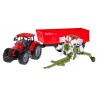 Tractor cu semiremorca si masina de intors fanul, plastic multicolor