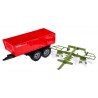 Tractor cu semiremorca si masina de intors fanul, plastic multicolor