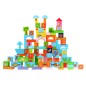 Set 100 blocuri constructii, animale marine si litere, diferite forme si culori