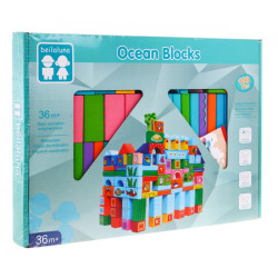Set 100 blocuri constructii, animale marine si litere, diferite forme si culori