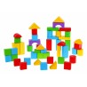 Set 50 cuburi pentru constructie, lemn, diferite forme si culori